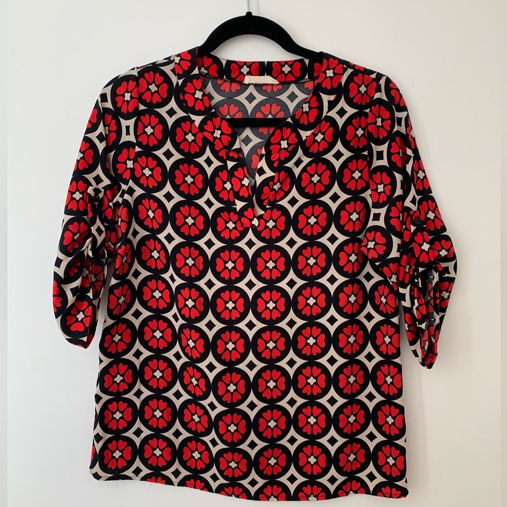 Small Retro Red Floral Blouse from Freeway